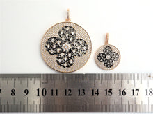 Load image into Gallery viewer, 19mm/38mm CZ Dual Color Clover Flower Round Charm, Sku#F549c