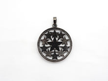 Load image into Gallery viewer, 30mm Large CZ Micro Pave Hollow out Star Disc Pendant, Cubic Zirconia Filigree Rose Gold/Gold/Silver/Black Focal Pendant, 33x37mm, F547