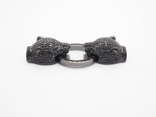 Load image into Gallery viewer, LARGE Black CZ Pave Micro Pave Panther Leopard Head Box Insert Clasp,Cubic Zirconia Clasp,Leopard Head Connector, 50mm, sku#C84