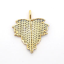 Load image into Gallery viewer, CZ Micro Pave Leaf Pendant/Charm, Cubic Zirconia Turquoise Blue Fuchsia Black Green Leaf Pave Pendant,31x36mm, sku#F508