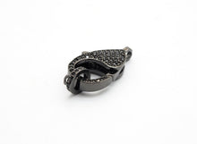 Load image into Gallery viewer, CZ Micro Pave Teardrop Lobster Claw Clasp, Cubic Zirconia Pave Lobster Clasp, Silver Black Rose Gold Plated,22x12mm, sku#H129