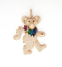 Load image into Gallery viewer, CZ Micro Pave Dancing Teddy Bear Pendant, F515