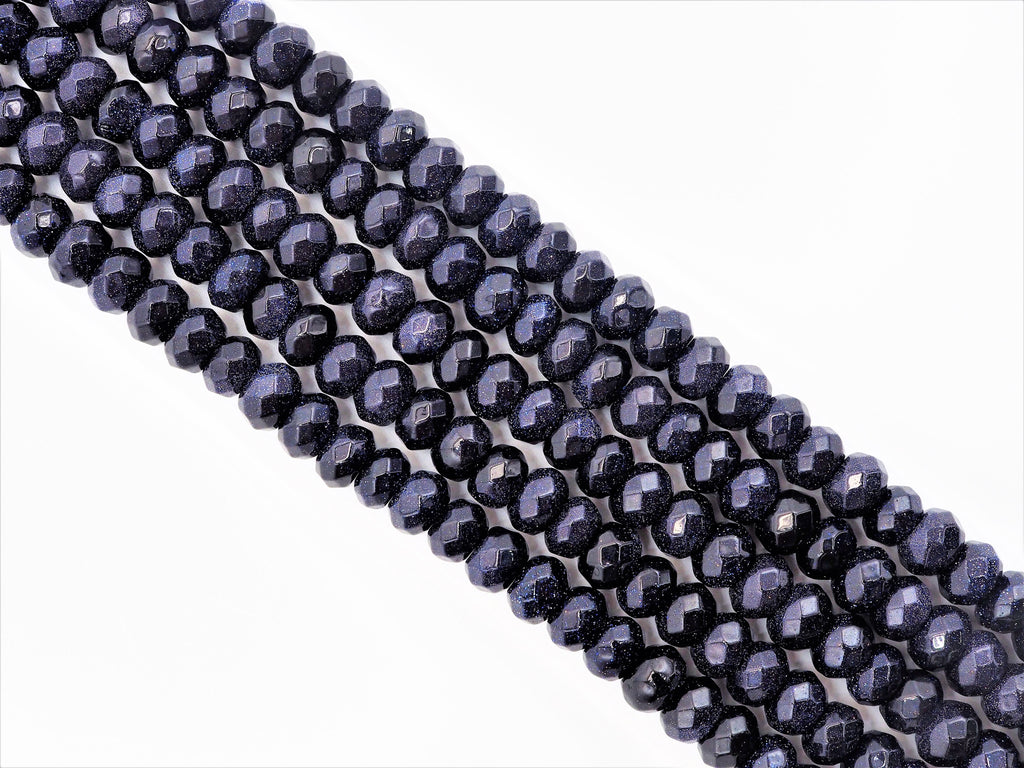 Natural Faceted Blue Goldstone beads, 2x4/4x6/5x8mm Natural Blue Gemstone beads, Natural Goldstone Beads, 15.5inch strand, SKU#U261