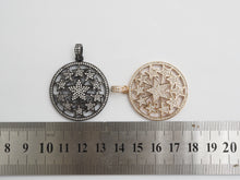 Load image into Gallery viewer, 30mm Large CZ Micro Pave Hollow out Star Disc Pendant, Cubic Zirconia Filigree Rose Gold/Gold/Silver/Black Focal Pendant, 33x37mm, F547