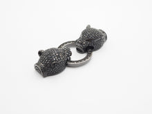 Load image into Gallery viewer, LARGE Black CZ Pave Micro Pave Panther Leopard Head Box Insert Clasp,Cubic Zirconia Clasp,Leopard Head Connector, 50mm, sku#C84