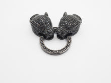 Load image into Gallery viewer, LARGE Black CZ Pave Micro Pave Panther Leopard Head Box Insert Clasp,Cubic Zirconia Clasp,Leopard Head Connector, 50mm, sku#C84