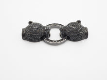 Load image into Gallery viewer, LARGE Black CZ Pave Micro Pave Panther Leopard Head Box Insert Clasp,Cubic Zirconia Clasp,Leopard Head Connector, 50mm, sku#C84