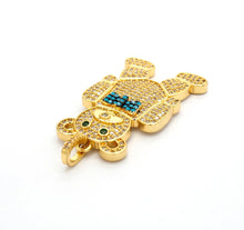 Load image into Gallery viewer, CZ Micro Pave Teddy Bear Pendant/Charm, Cubic Zirconia Focal Bear Pendant, Gold/Silver/Rose Gold/Black, 40mm, SKU#F516