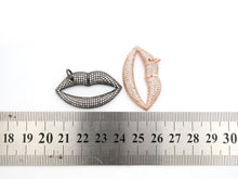 Load image into Gallery viewer, CZ Micro Pave Large Lip Pendant/Charm,Cubic Zirconia Paved Charm/Focal, Necklace Bracelet Charm Pendant, 36x20mm,sku#F522/F531