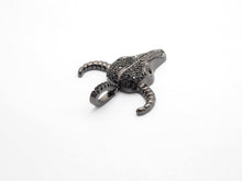 Load image into Gallery viewer, CZ Micro Pave Bull Skull Pendant, CZ Long Horn Charms,ox head, Bull Horn Charms, Antelope Head Pendant, Black/Rose Gold, 22mm,SKU#F548