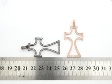 Load image into Gallery viewer, CZ Micro Pave Large Cross Pendant/Focal, Cubic Zirconia Paved Charm, Necklace Bracelet Charm Pendant, 25x44mm,sku#F523