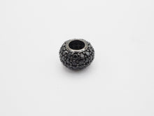 Load image into Gallery viewer, Black CZ Pave On Black Rondelle Big Hole Spacer Beads, Cubic Zirconia Rondelle Spacer Beads, Pave Beads,6x8/6x10mm, sku#C75