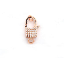 Load image into Gallery viewer, CZ Micro Pave Square Lock Lobster Claw Clasp, Cubic Zirconia Clasp/Link Connector, 18x8mm, sku#H126