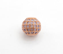 Load image into Gallery viewer, CZ Micro Pave white Opal Round Ball Bead, Cubic Zirconia Pave Beads,  Pave Shamballa Ball beads, CZ Space Beads 8mm/10mm,sku#G409