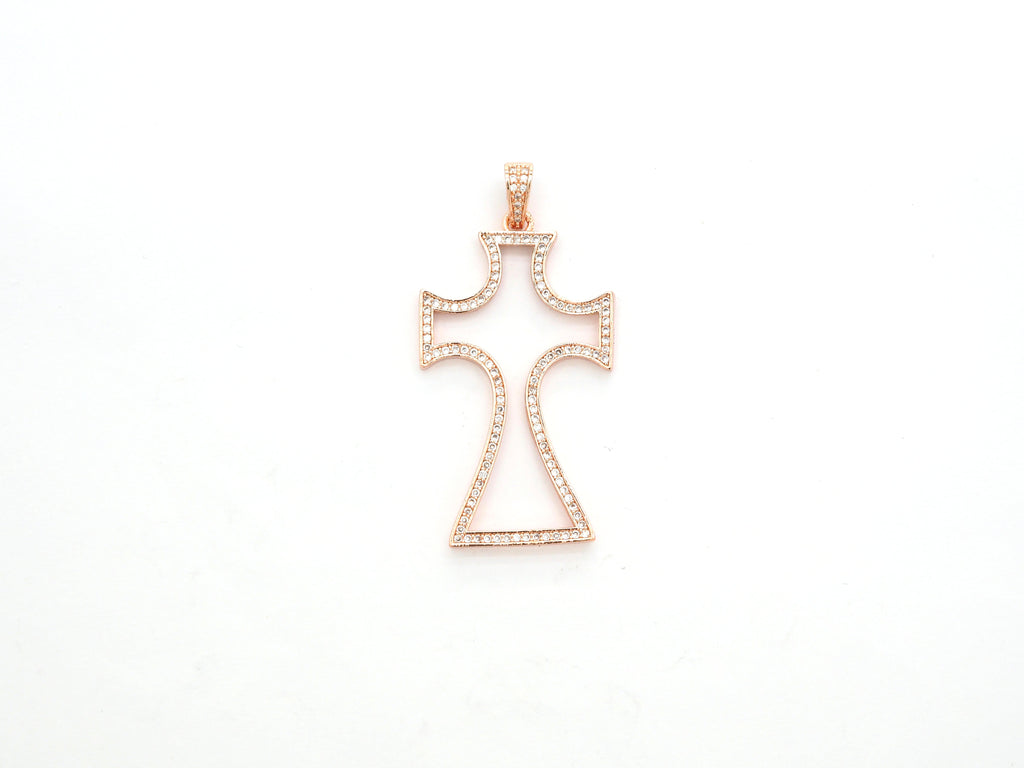CZ Micro Pave Large Cross Pendant/Focal, Cubic Zirconia Paved Charm, Necklace Bracelet Charm Pendant, 25x44mm,sku#F523