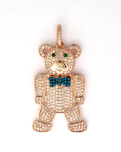 Load image into Gallery viewer, CZ Micro Pave Teddy Bear Pendant/Charm, Cubic Zirconia Focal Bear Pendant, Gold/Silver/Rose Gold/Black, 40mm, SKU#F516