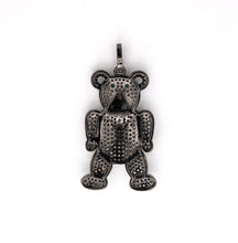 Load image into Gallery viewer, CZ Micro Pave Teddy Bear Pendant/Charm, Cubic Zirconia Focal Bear Pendant, Gold/Silver/Rose Gold/Black, 40mm, SKU#F516