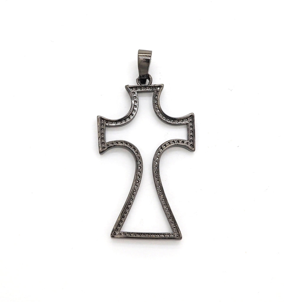 CZ Micro Pave Large Cross Pendant/Focal, Cubic Zirconia Paved Charm, Necklace Bracelet Charm Pendant, 25x44mm,sku#F523