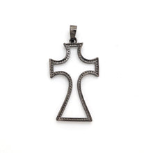 Load image into Gallery viewer, CZ Micro Pave Large Cross Pendant/Focal, Cubic Zirconia Paved Charm, Necklace Bracelet Charm Pendant, 25x44mm,sku#F523