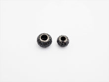Load image into Gallery viewer, Black CZ Pave On Black Rondelle Big Hole Spacer Beads, Cubic Zirconia Rondelle Spacer Beads, Pave Beads,6x8/6x10mm, sku#C75