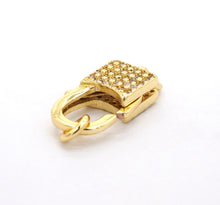 Load image into Gallery viewer, CZ Micro Pave Square Lock Lobster Claw Clasp, Cubic Zirconia Clasp/Link Connector, 18x8mm, sku#H126
