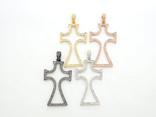 Load image into Gallery viewer, CZ Micro Pave Large Cross Pendant/Focal, Cubic Zirconia Paved Charm, Necklace Bracelet Charm Pendant, 25x44mm,sku#F523