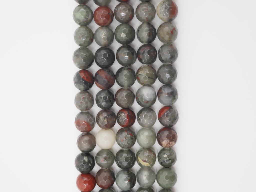 Natural Faceted Round Blood Stone beads