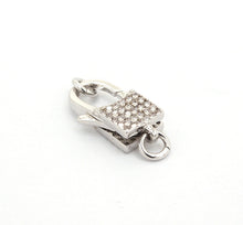 Load image into Gallery viewer, CZ Micro Pave Square Lock Lobster Claw Clasp, Cubic Zirconia Clasp/Link Connector, 18x8mm, sku#H126