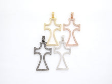 Load image into Gallery viewer, CZ Micro Pave Large Cross Pendant/Focal, Cubic Zirconia Paved Charm, Necklace Bracelet Charm Pendant, 25x44mm,sku#F523