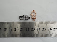 Load image into Gallery viewer, CZ Micro Pave Square Lock Lobster Claw Clasp, Cubic Zirconia Clasp/Link Connector, 18x8mm, sku#H126