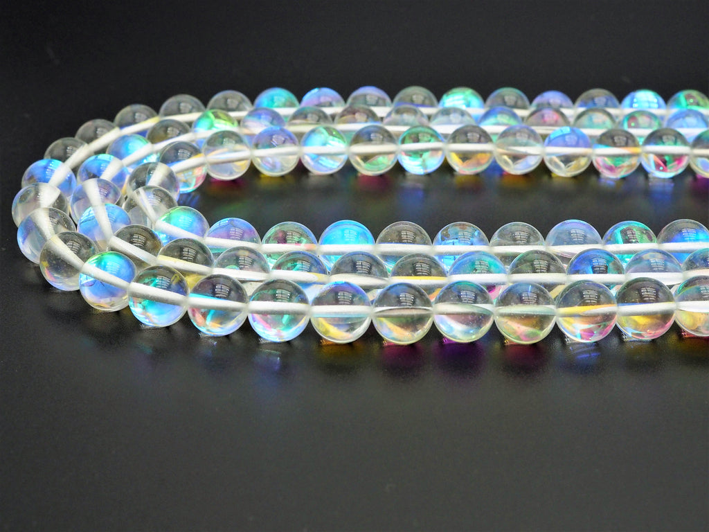 Beautiful Glossy Clear Spectrolite Quartz, Crystal Round bea