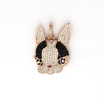 Load image into Gallery viewer, CZ Micro Pave Bunny Rabbit Head Charm Pendant, Cubic Zirconia Pendant, Gold/Silver/Rose Gold/Black, 28x20mm, SKU#F517