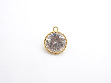 Load image into Gallery viewer, 14mm Micro Pave Round Shaped Pendant with Big Clear CZ, Black/Gold/Silver/Rose gold, Bridal Jewelry Charms, Wedding Jewelry Findings,sku#B85