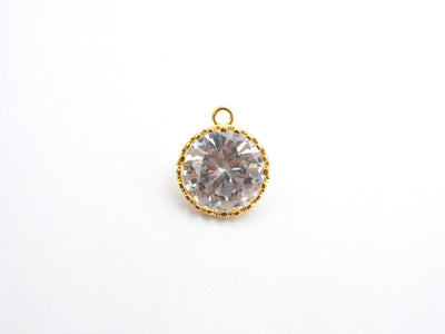 14mm Micro Pave Round Shaped Pendant with Big Clear CZ, Black/Gold/Silver/Rose gold, Bridal Jewelry Charms, Wedding Jewelry Findings,sku#B85
