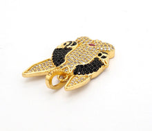 Load image into Gallery viewer, CZ Micro Pave Bunny Rabbit Head Charm Pendant, Cubic Zirconia Pendant, Gold/Silver/Rose Gold/Black, 28x20mm, SKU#F517