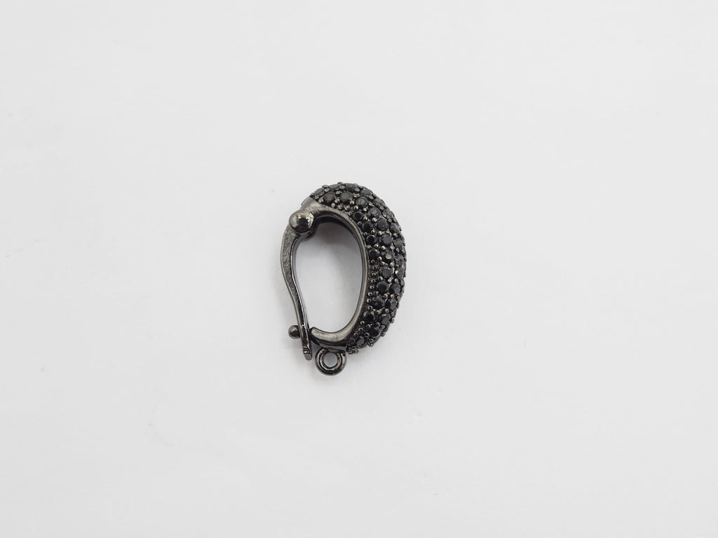 Black CZ Pave On Black Micro Pave Rhodium Plated Pendant Enhancer Bail with Latch-Back Closure, Pendant Enhancer,6x20x13mm, sku#C87