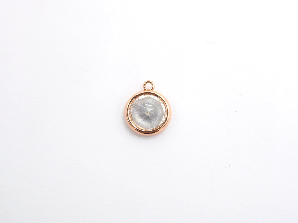 14mm Micro Pave Round Shaped Pendant with Big Clear CZ, Black/Gold/Silver/Rose gold, Bridal Jewelry Charms, Wedding Jewelry Findings,sku#B85