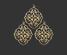 Load image into Gallery viewer, Gold Filled Filigree Flower Shape Pendant, 14K Gold Filled Picture Frame Charm, Necklace Bracelet Charm Pendant, 26x33mm, Sku#ZX21