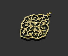 Load image into Gallery viewer, Gold Filled Filigree Flower Shape Pendant, 14K Gold Filled Picture Frame Charm, Necklace Bracelet Charm Pendant, 26x33mm, Sku#ZX21