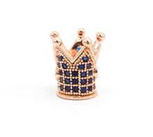 Load image into Gallery viewer, CZ Micro Pave King Crown Spacer Beads, Sapphire Blue Crown Beads,Men's Women's Jewelry Making, 10x8mm, Sku#G411