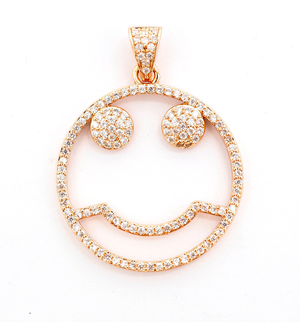CZ Micro Pave Cute Face Round Pendant with bail, 30x27mm, Cubic Zirconia Round Pave Pendant Charm Beads, Pave Pendant, SKU#F500/F533