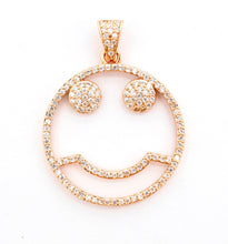 Load image into Gallery viewer, CZ Micro Pave Cute Face Round Pendant with bail, 30x27mm, Cubic Zirconia Round Pave Pendant Charm Beads, Pave Pendant, SKU#F500/F533