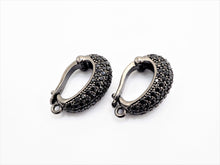 Load image into Gallery viewer, Black CZ Pave On Black Micro Pave Rhodium Plated Pendant Enhancer Bail with Latch-Back Closure, Pendant Enhancer,6x20x13mm, sku#C87
