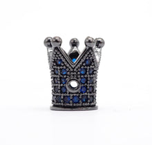 Load image into Gallery viewer, CZ Micro Pave King Crown Spacer Beads, Sapphire Blue Crown Beads,Men's Women's Jewelry Making, 10x8mm, Sku#G411