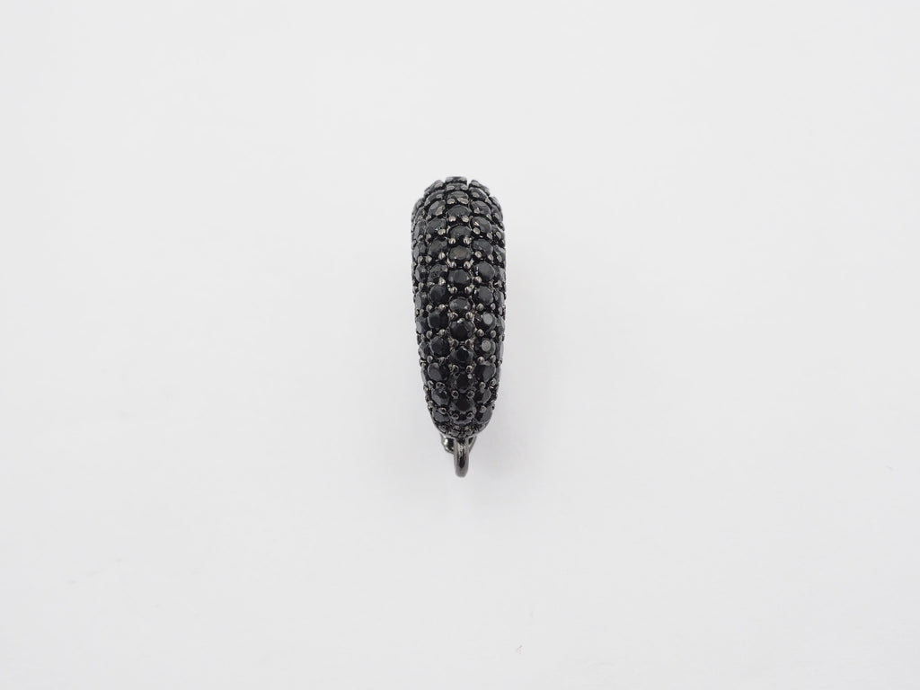Black CZ Pave On Black Micro Pave Rhodium Plated Pendant Enhancer Bail with Latch-Back Closure, Pendant Enhancer,6x20x13mm, sku#C87