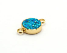 Load image into Gallery viewer, Gold/Silver Mystic Drusy Round Connector, sku#V24C