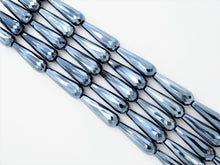 Load image into Gallery viewer, UNIQUE Silver Plated Black Onyx Faceted Teardrop Beads,10x30mm Gemstones Beads, Silver Black Teardrop Beads,15.5" Full Strand, SKU#S115