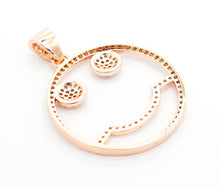 Load image into Gallery viewer, CZ Micro Pave Cute Face Round Pendant with bail, 30x27mm, Cubic Zirconia Round Pave Pendant Charm Beads, Pave Pendant, SKU#F500/F533