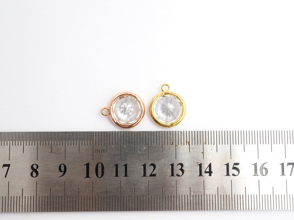 14mm Micro Pave Round Shaped Pendant with Big Clear CZ, Black/Gold/Silver/Rose gold, Bridal Jewelry Charms, Wedding Jewelry Findings,sku#B85