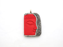 Load image into Gallery viewer, Large Pave Red Coral Buddha Pendant, Pave Crystal Rhinestone Encrusted Buddha Pendant,37x52x10mm,sku#V20